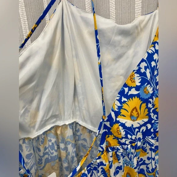 NWT Blue‎ Yellow Floral Sleeveless Halter Sundress Maxi Adjustable 3X (22/24) - Picture 13 of 16
